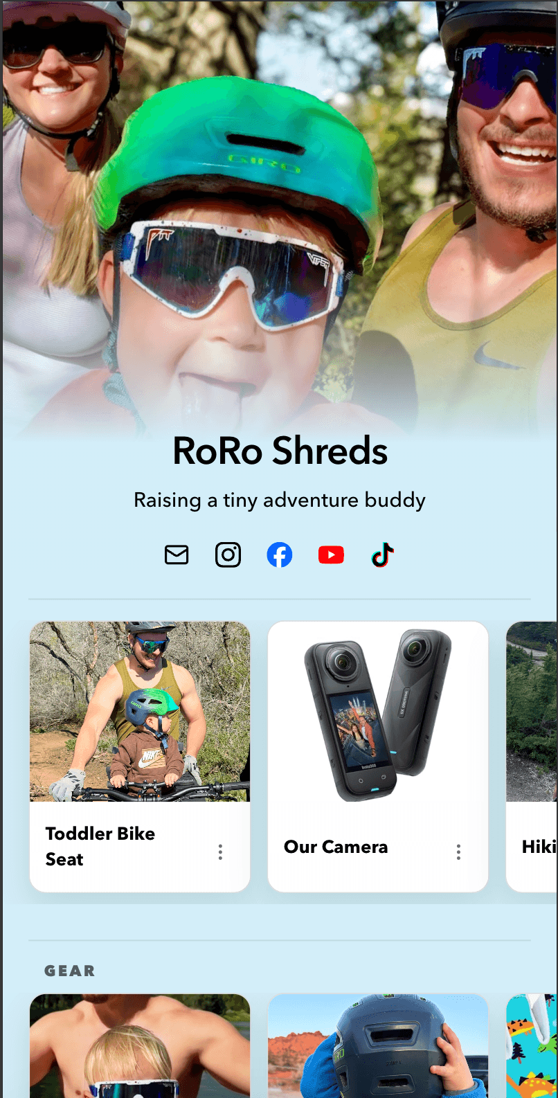 A creator link-in-bio page with product links ready to import into LinkStack.